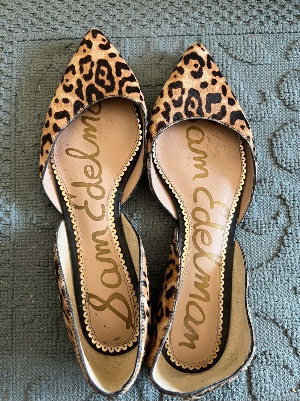 Sam Edelman Leopard-Print D'Orsay Flats - Tan & Black Sz 8